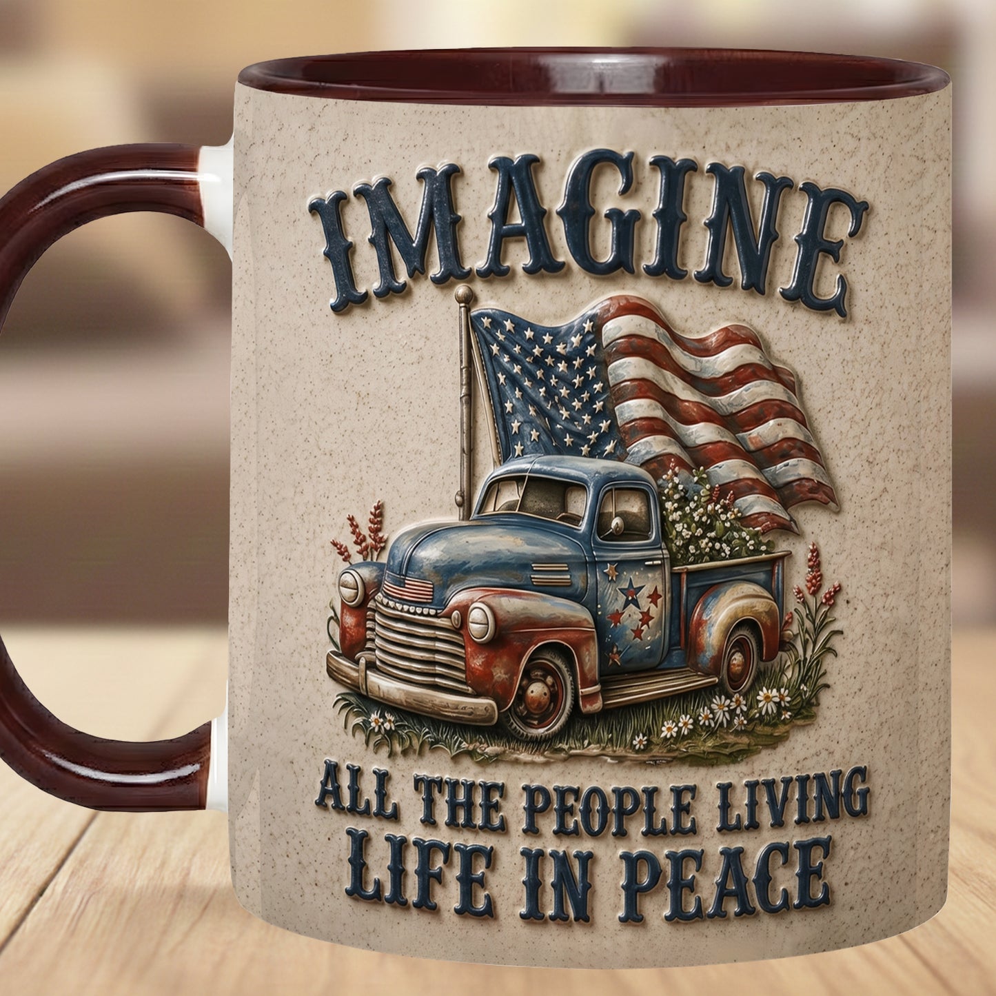 "Imagine" Patriotic Vintage Truck Mug