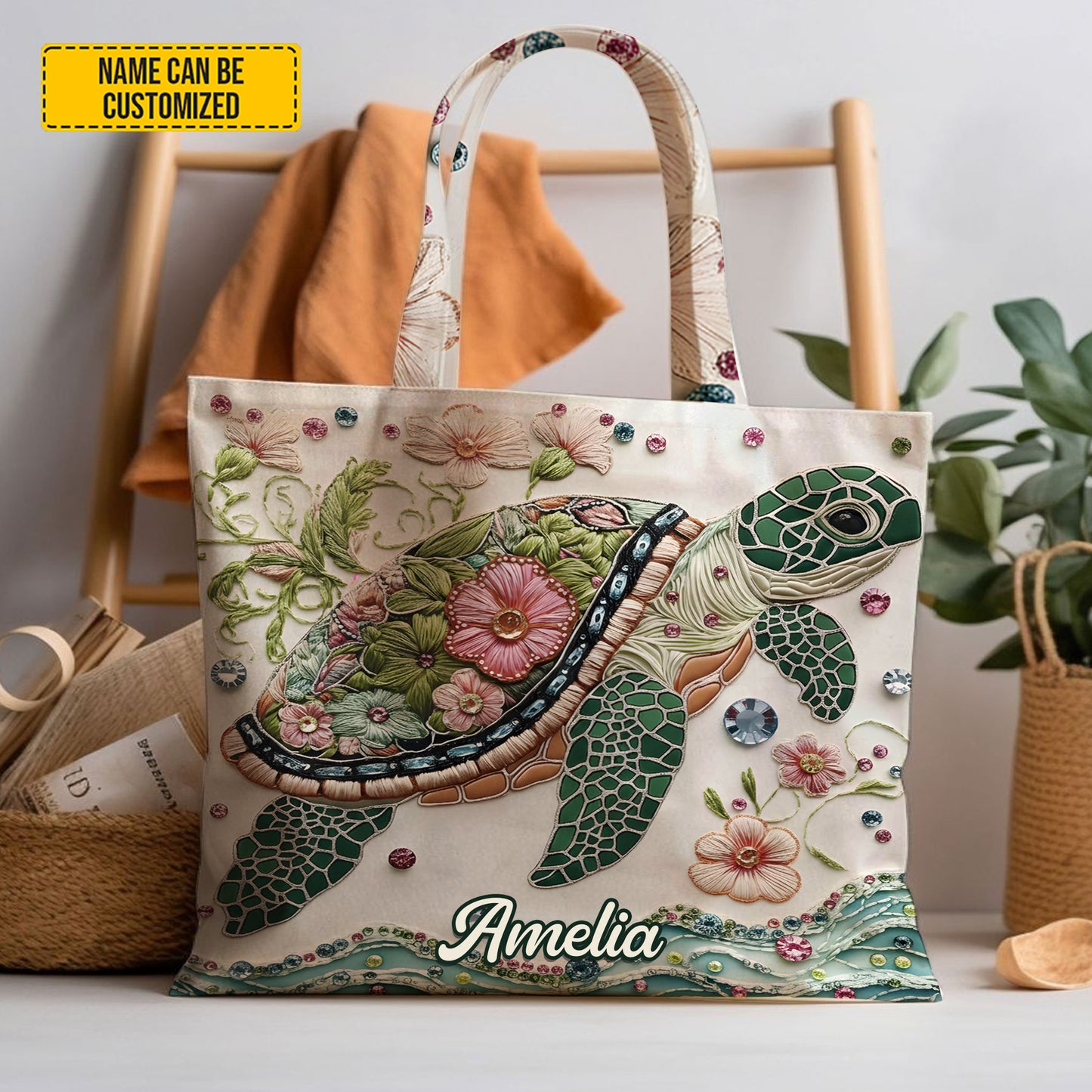 Personalized Sea Turtle Tote Bag