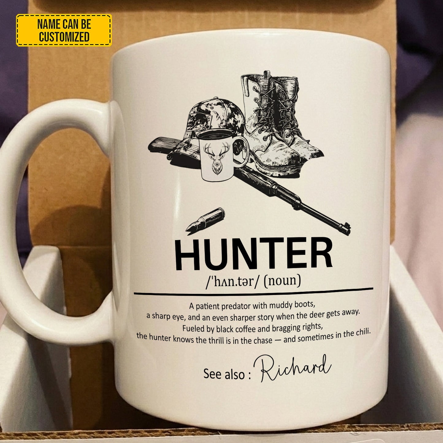 Personalized Hunter Definition White Mug