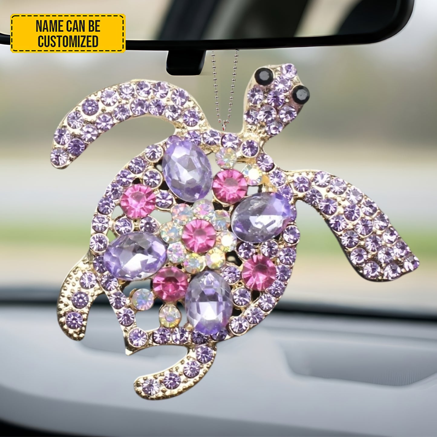 Sparkle Turtle - Personalized Turtle Car Ornament