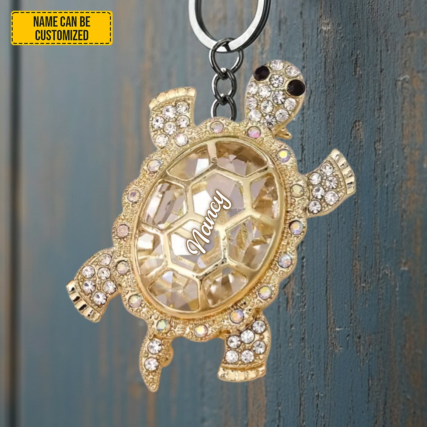 Personalized Sparkle Turtle Keychain