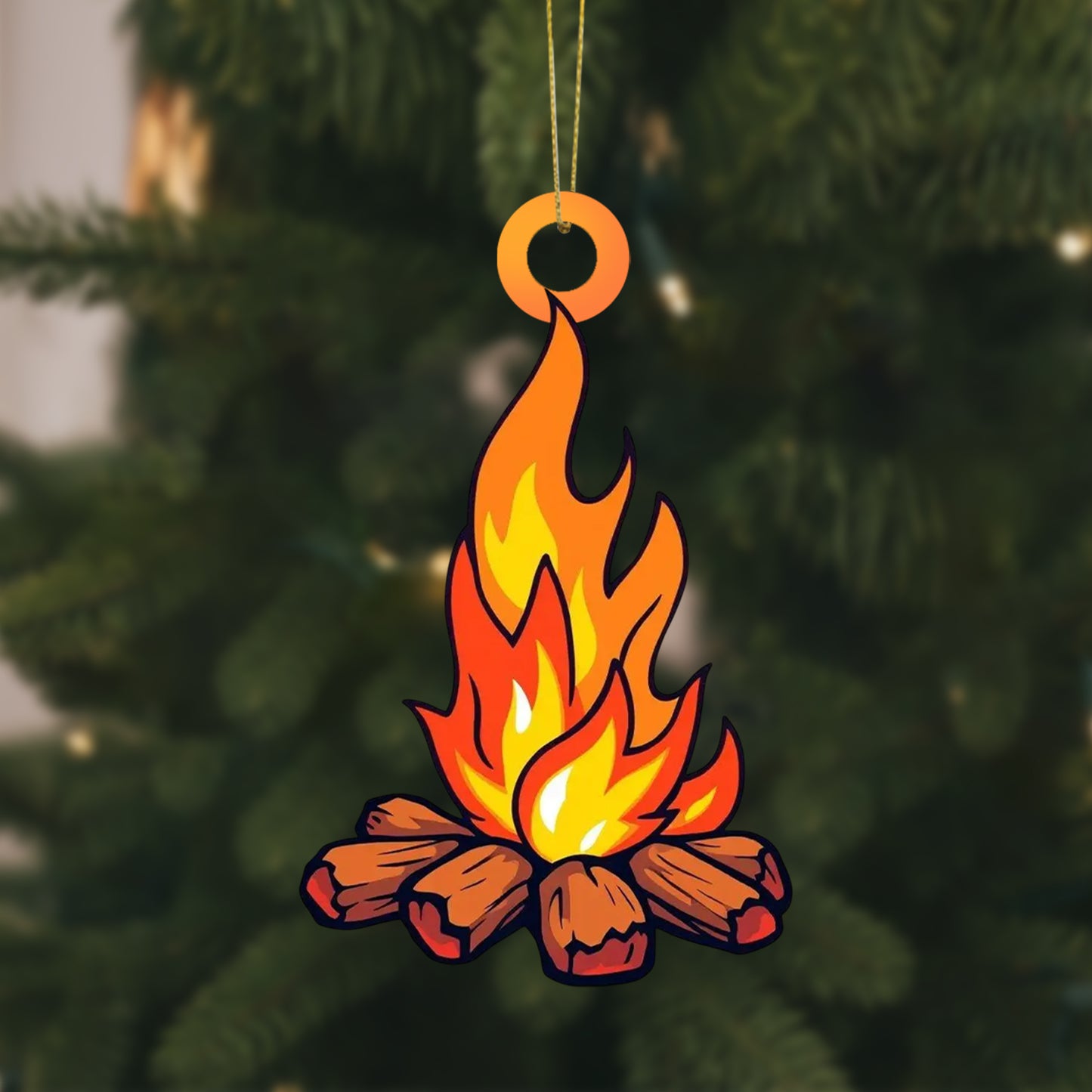 Camping Campfire Christmas Ornament