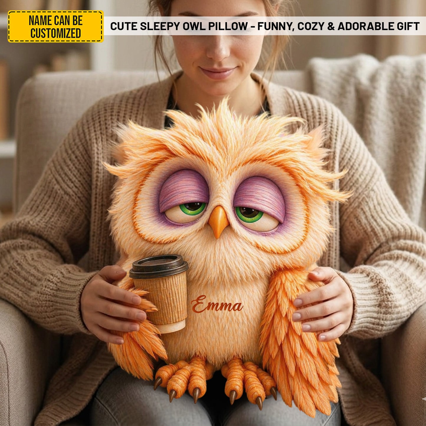 Personalized Cute Sleepy Owl Pillow