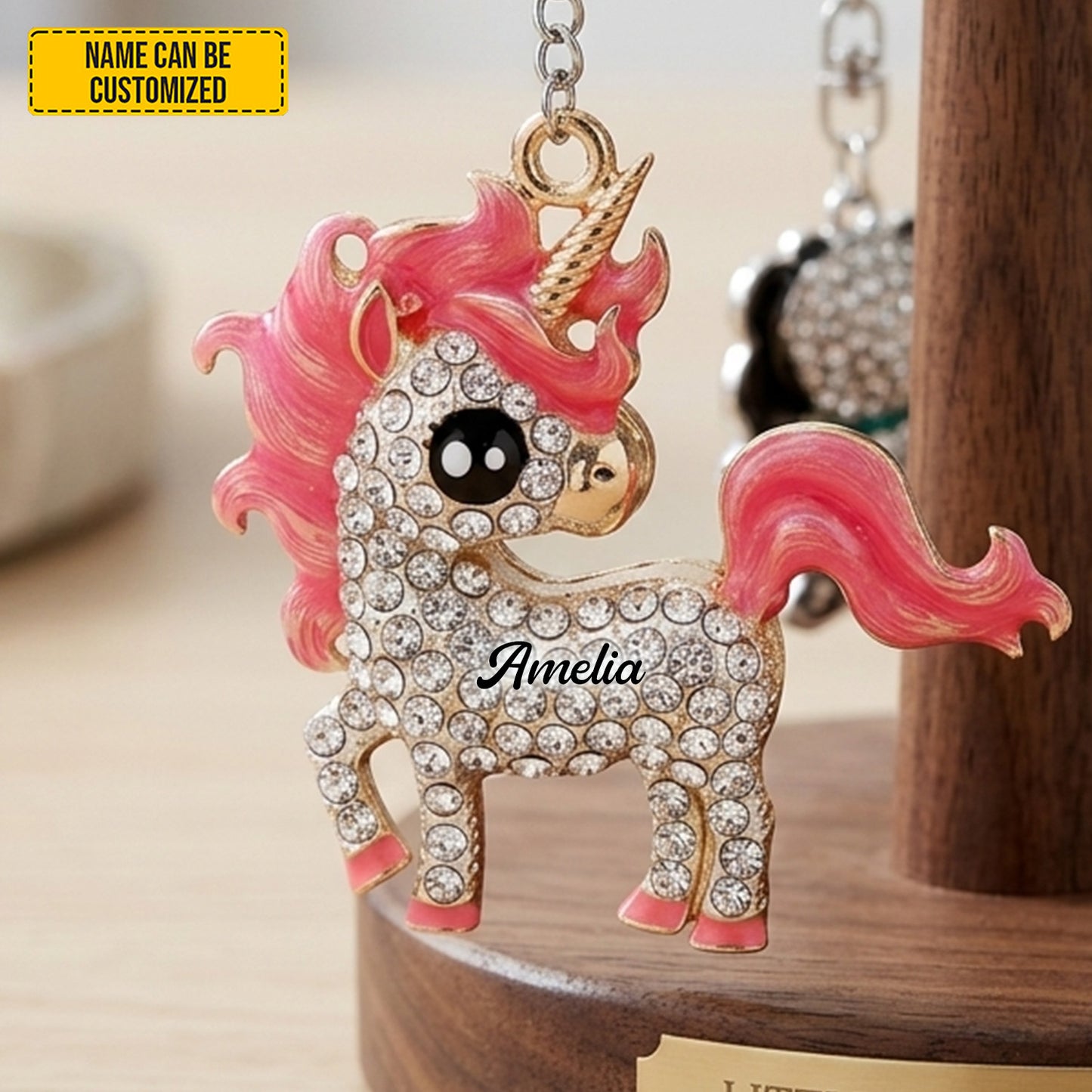 Personalized Sparkle Unicorn Keychain