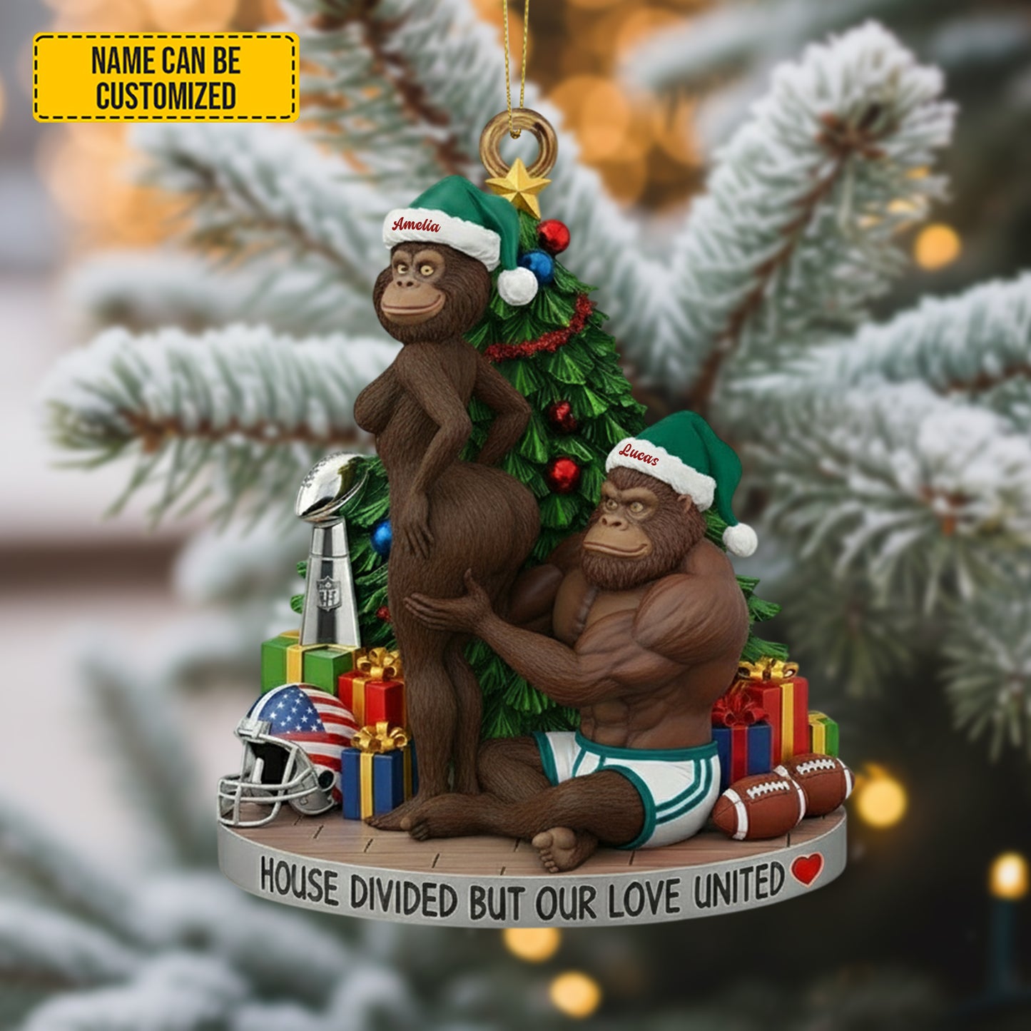Bigfoot Couple Ornament – Personalized Funny Christmas Gift
