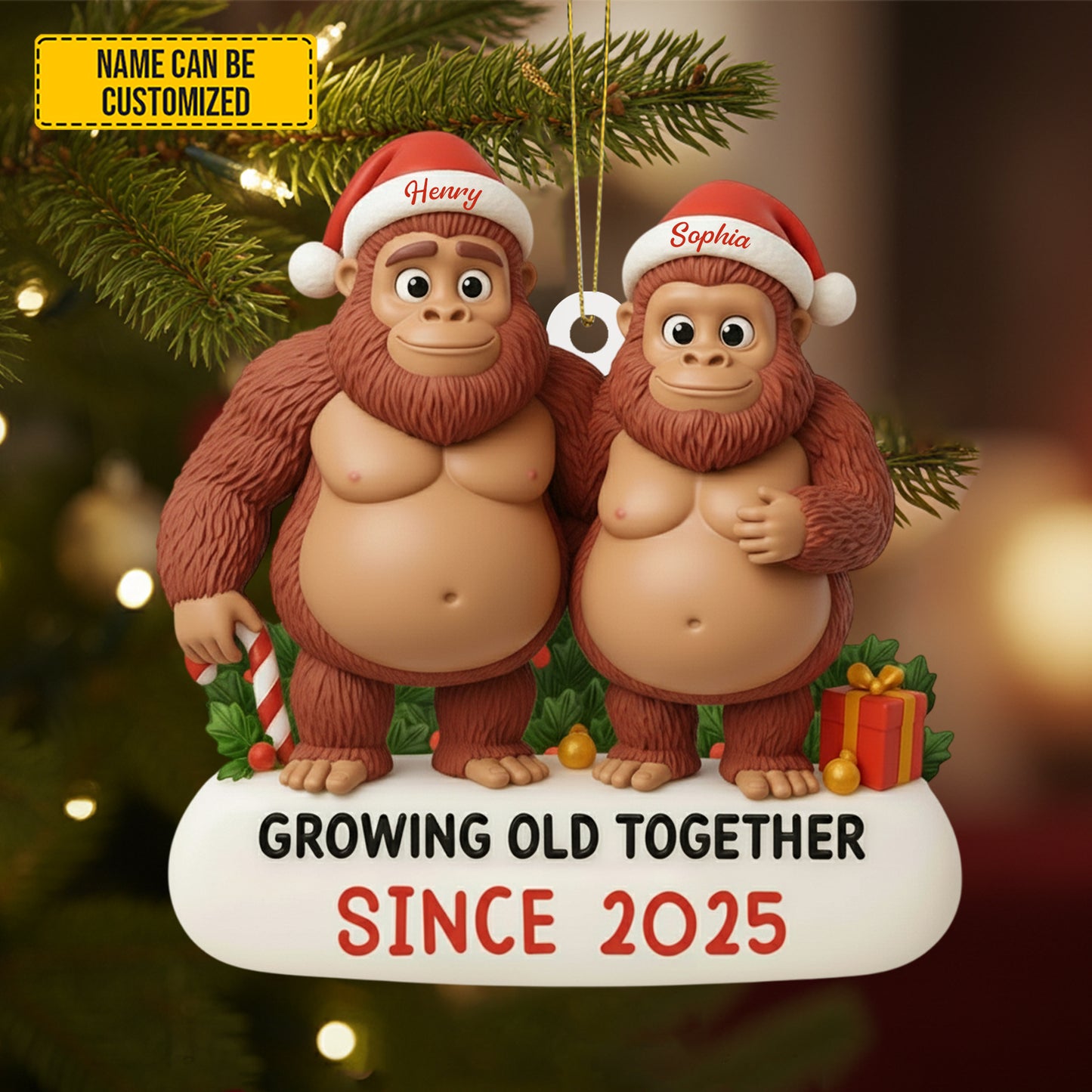 Bigfoot Couple Ornament – Personalized Funny Christmas Gift