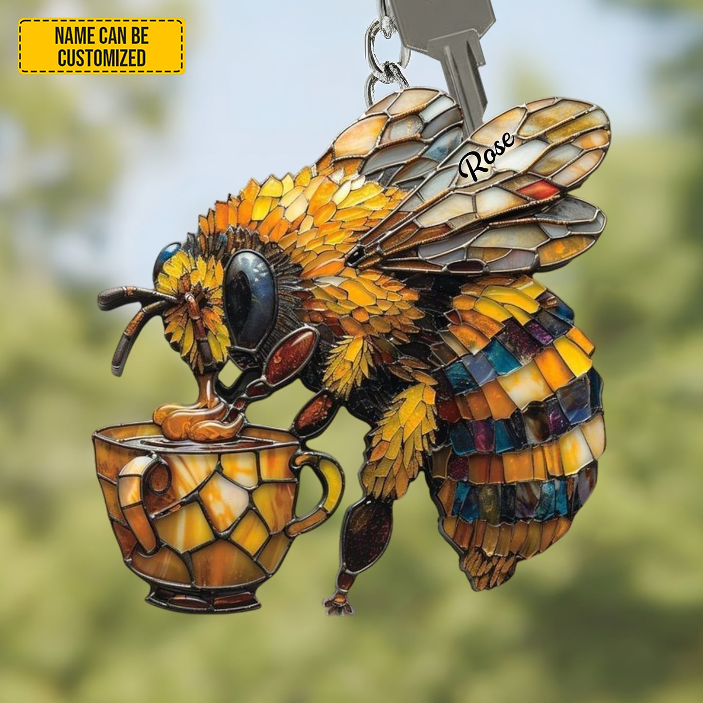 Bee Brings Coffee - Personalized Bee Keychain