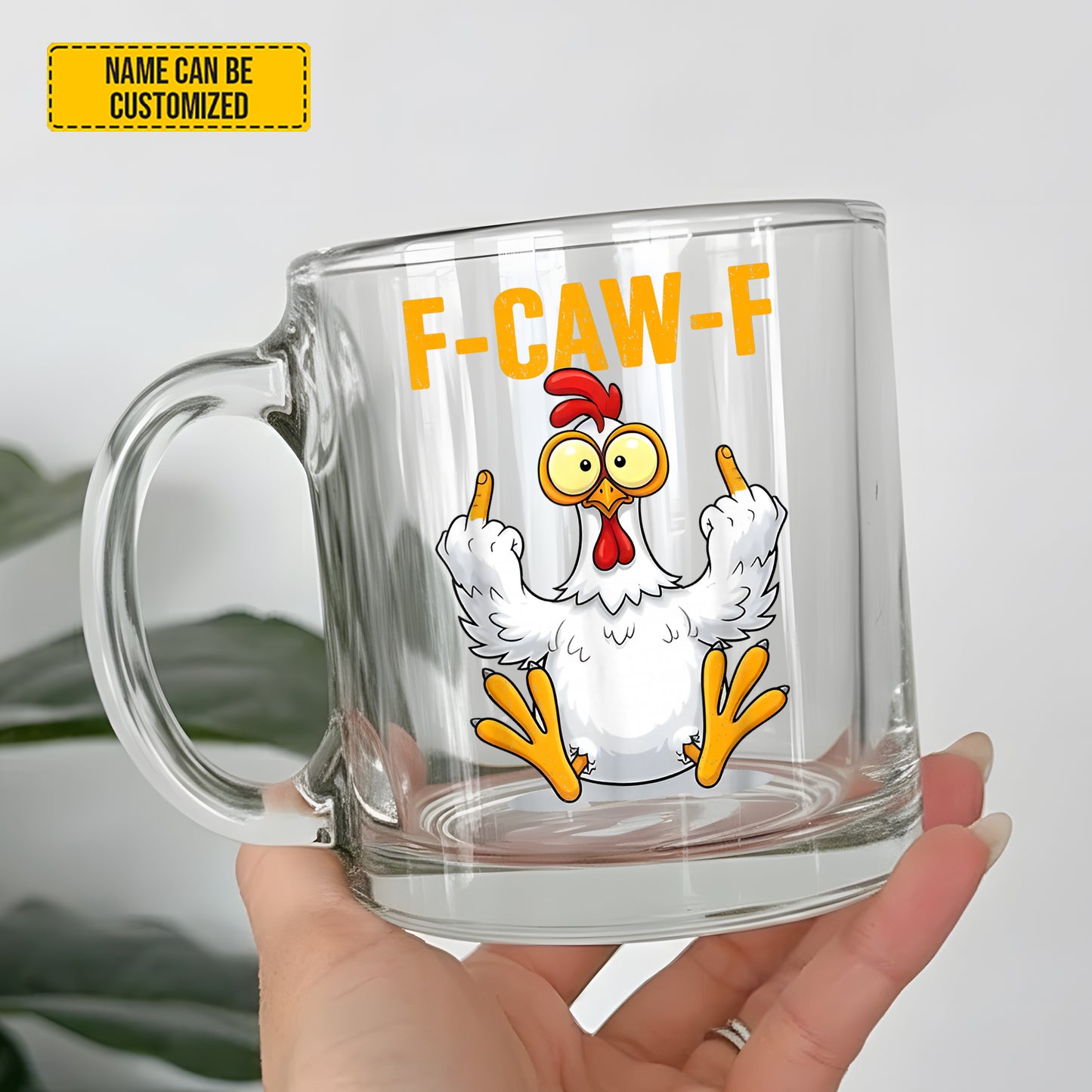 “F-CAW-F” Funny Rooster Glass Mug