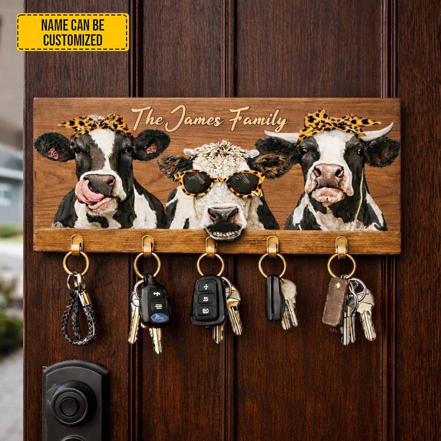 Personalized Cows Farm Key Rack