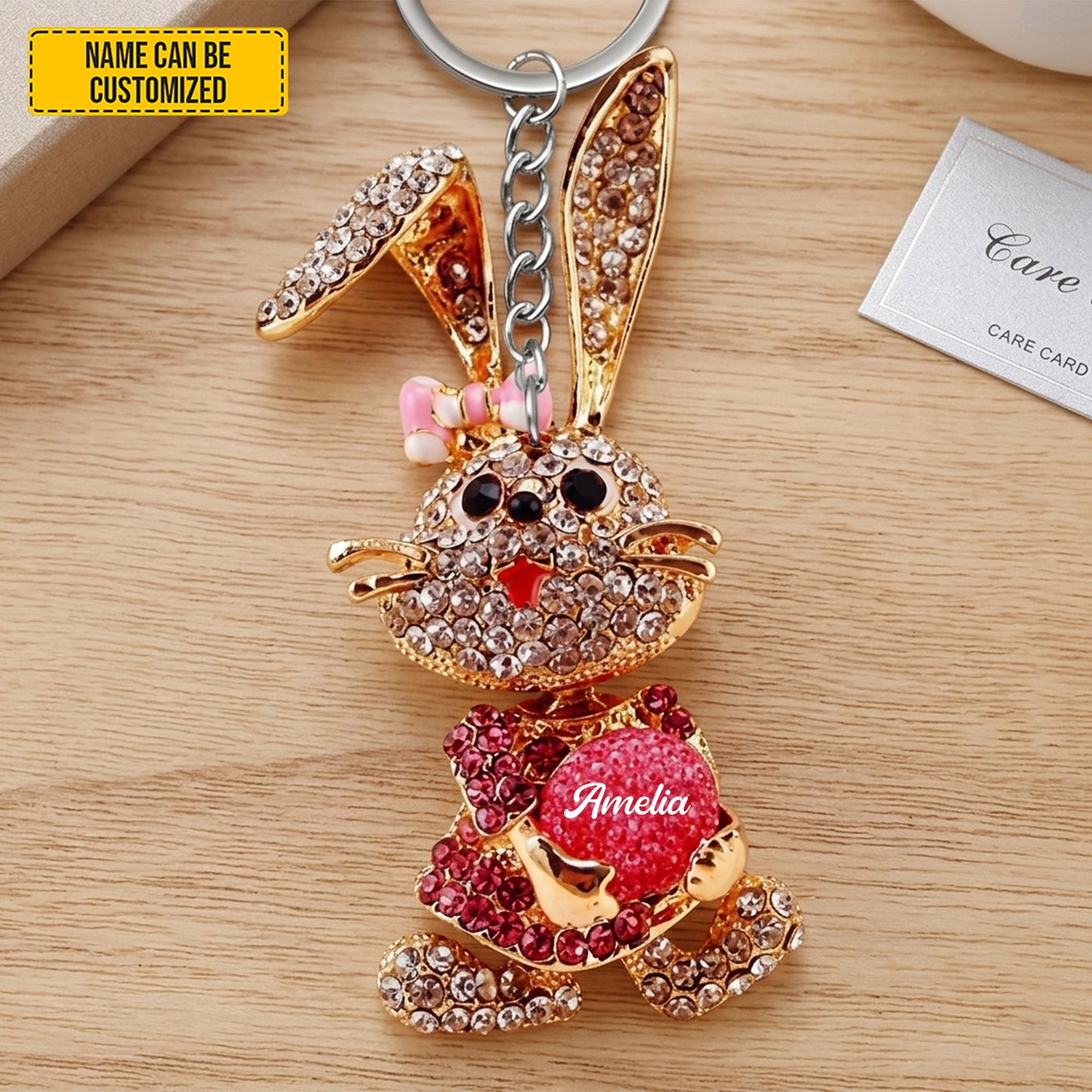 Personalized Sparkle Bunny Keychain