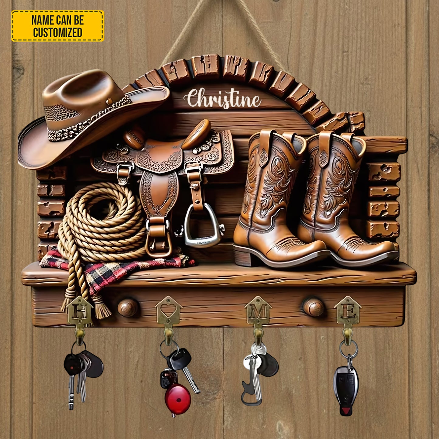 Personalized Western Cowboy Custom Shaped Key Rack