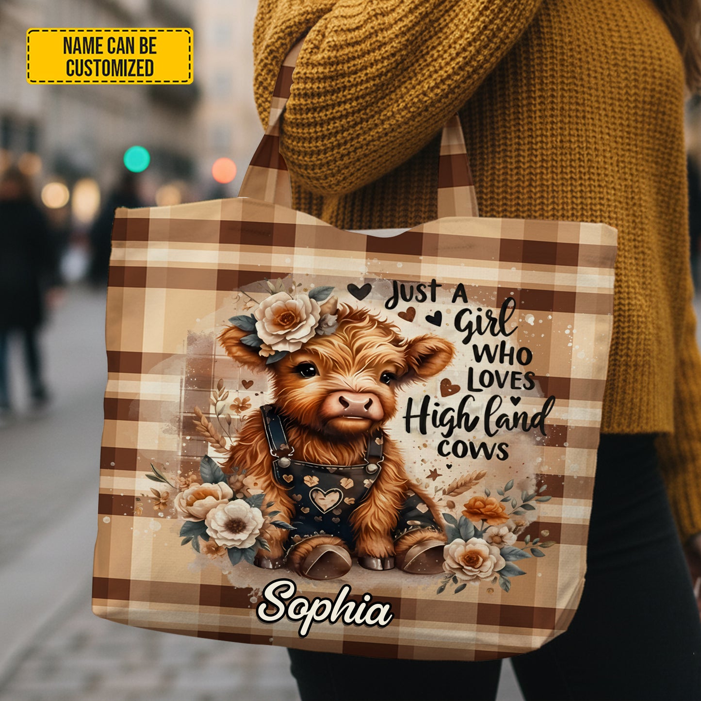 Love Highland Cow - Personalized Cow Tote Bag