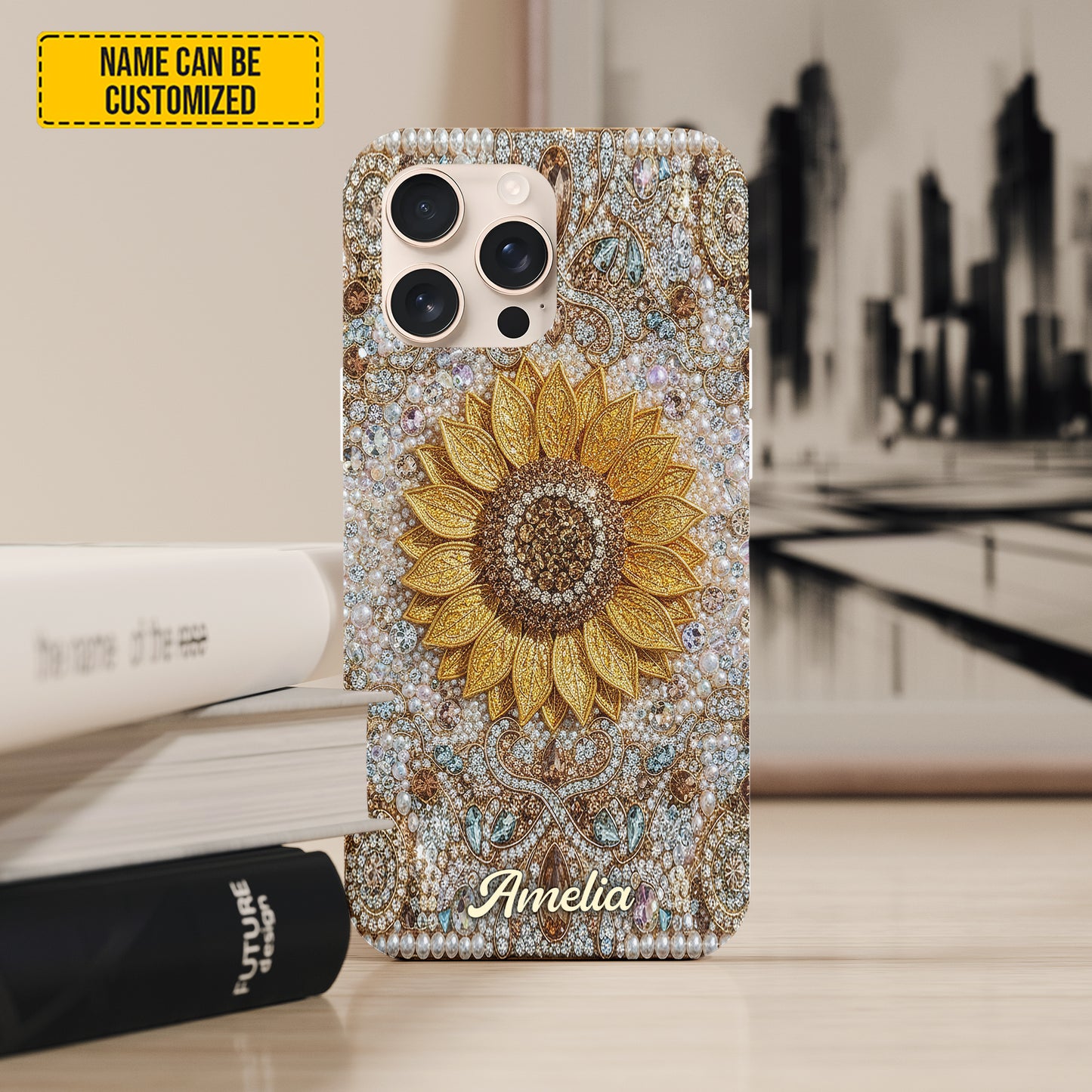 Personalized Sparkle Sunflower Phone Case