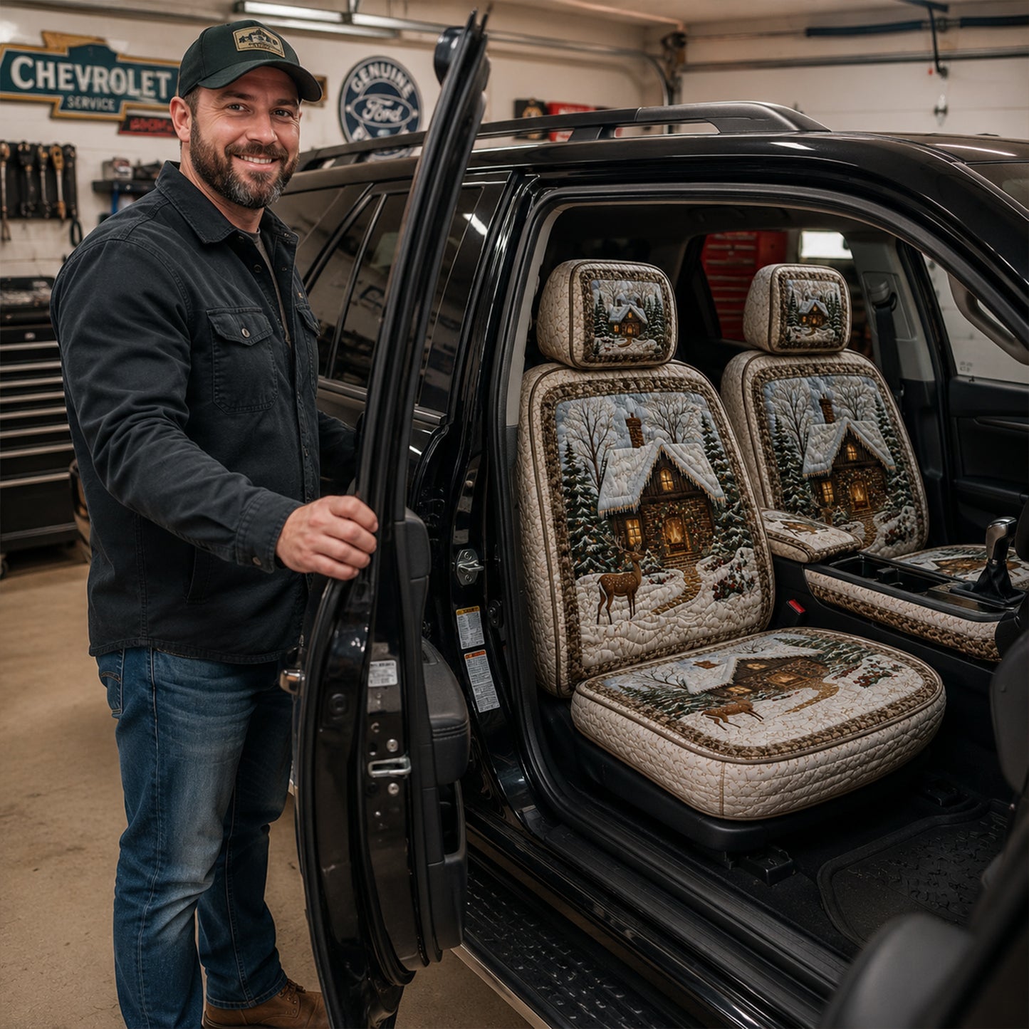 Cozy Christmas Cabin – Winter Wonderland Car Seat Covers