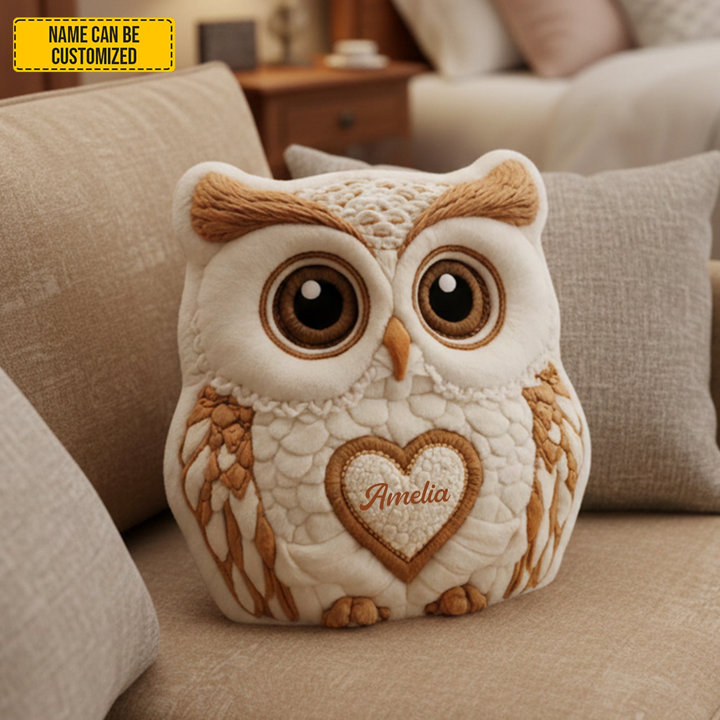 Personalized Cute Owl Custom Shaped Pillow
