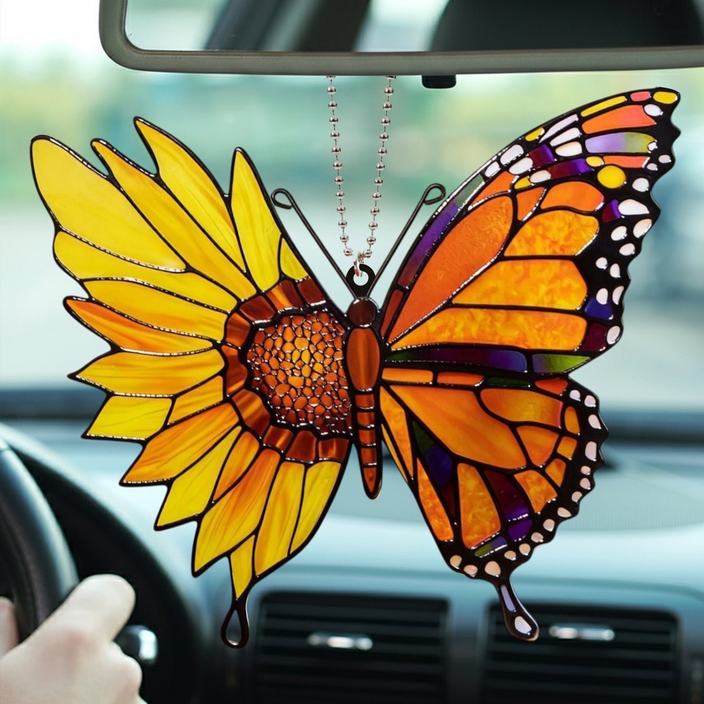 Sunflower Butterfly Car Hanging Ornament