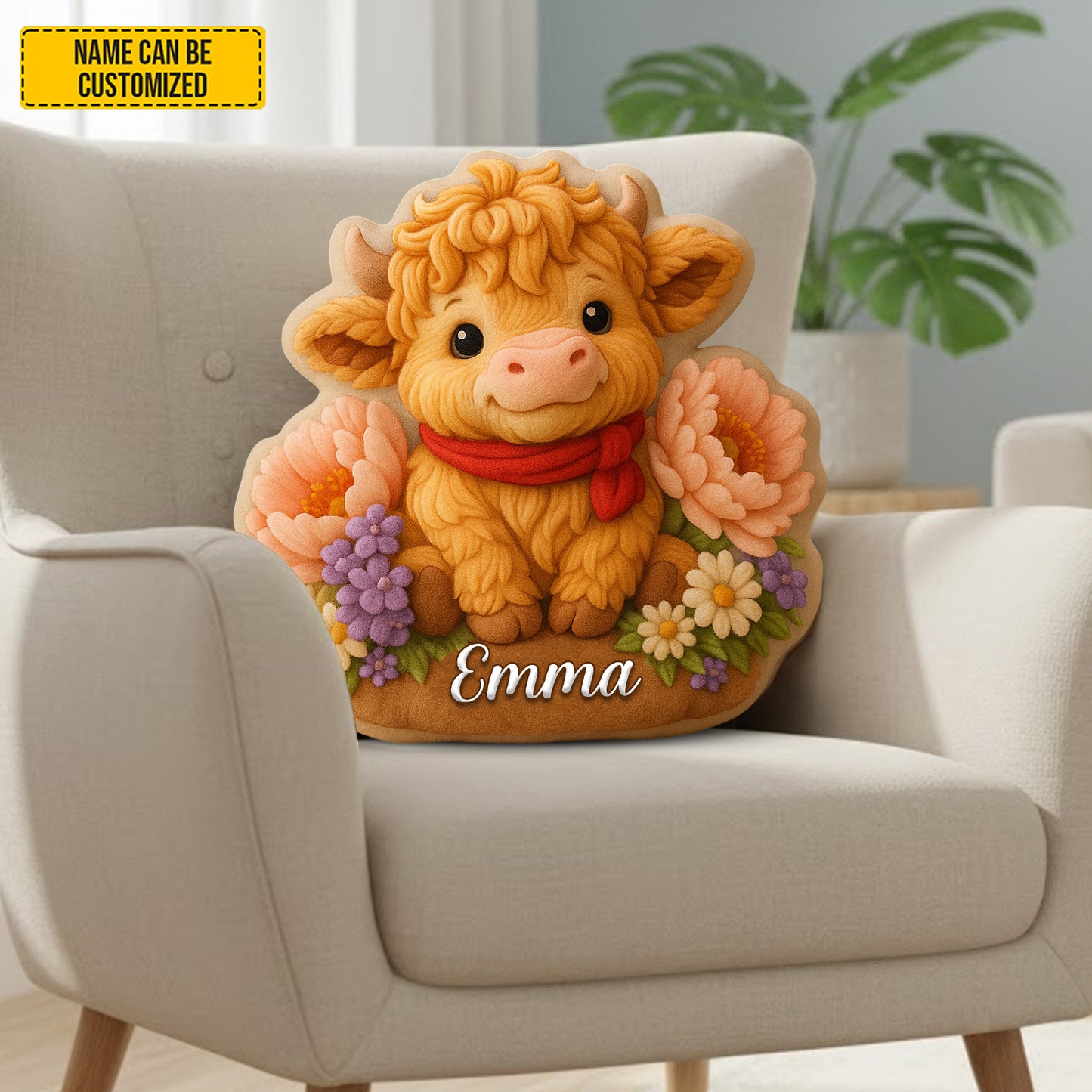 Cute Highland Cow - Personalized Highland Cow Shaped Pillow