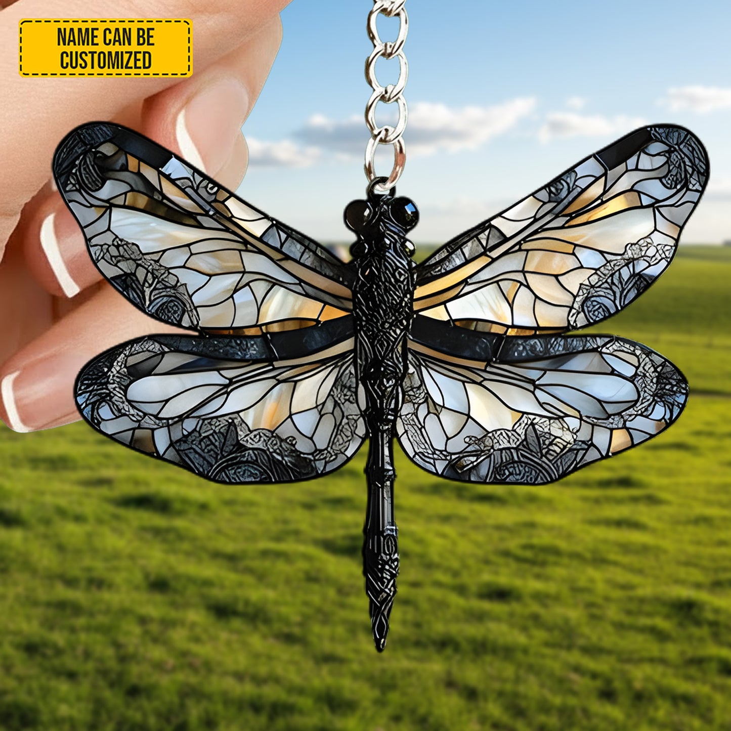 Iridescent Dragonfly Faux Keychain