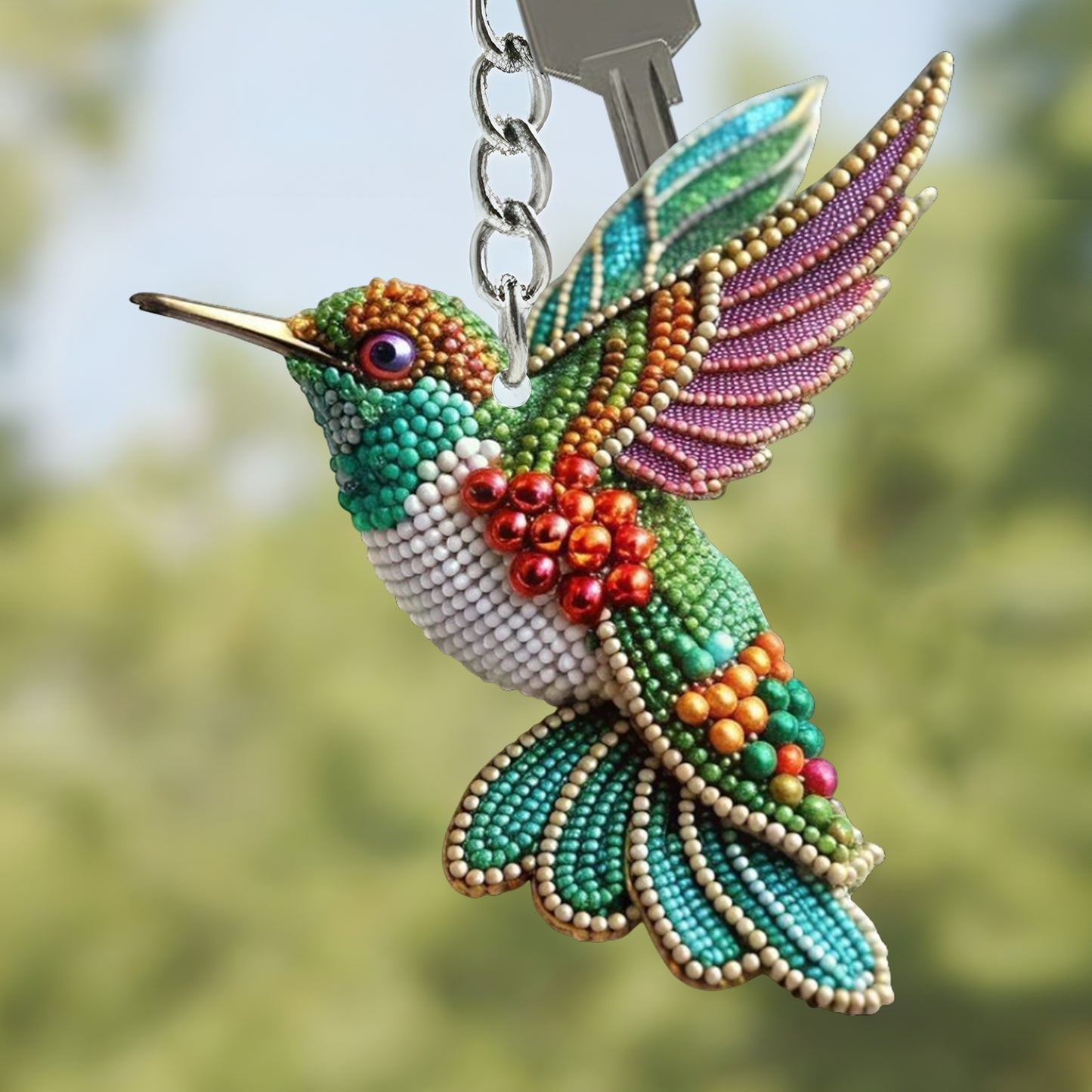 Colorful Hummingbird Keychain