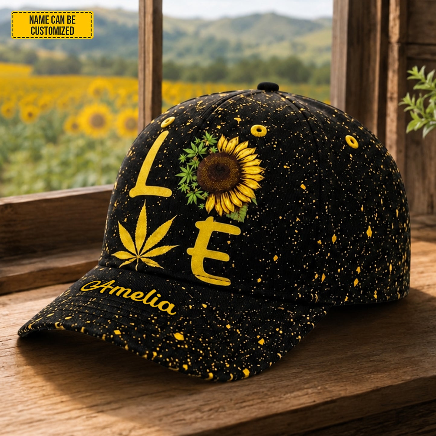 Personalized Sunflower Cannabis Love Vintage Classic Cap