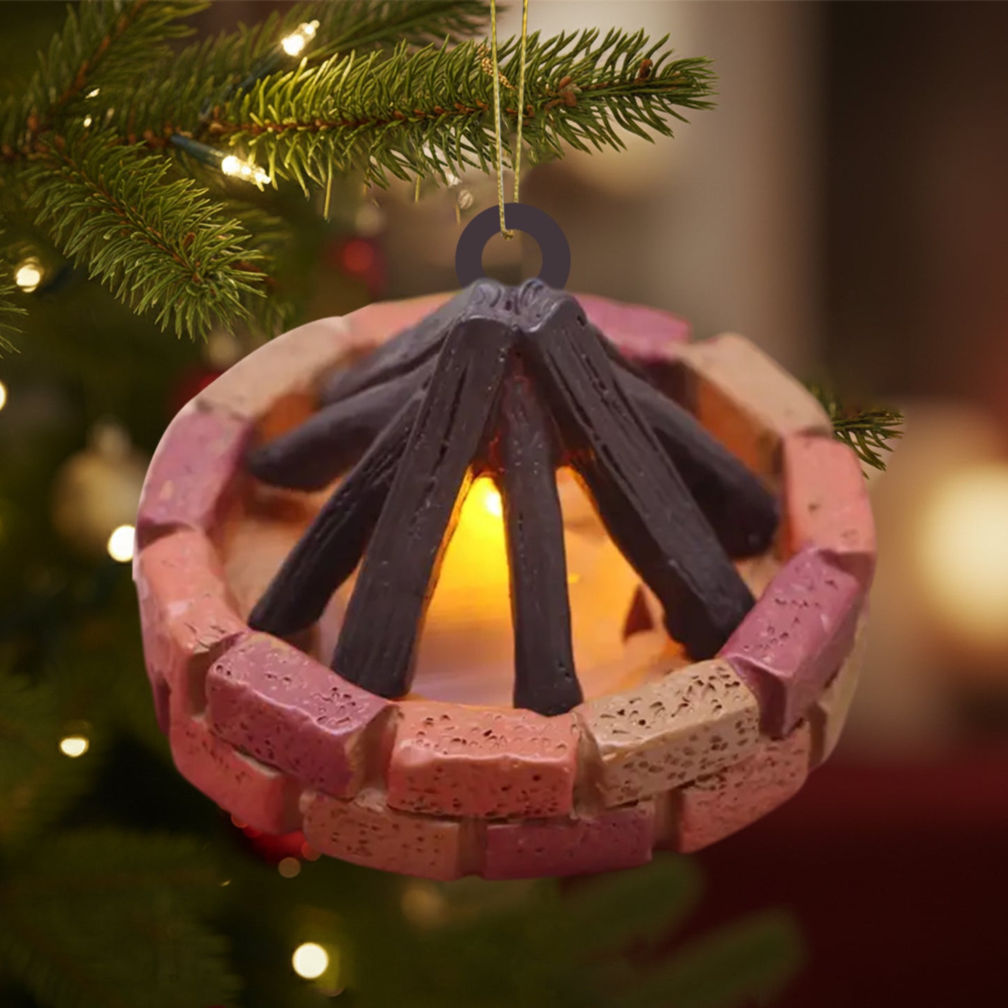 Camping Campfire Christmas Ornament