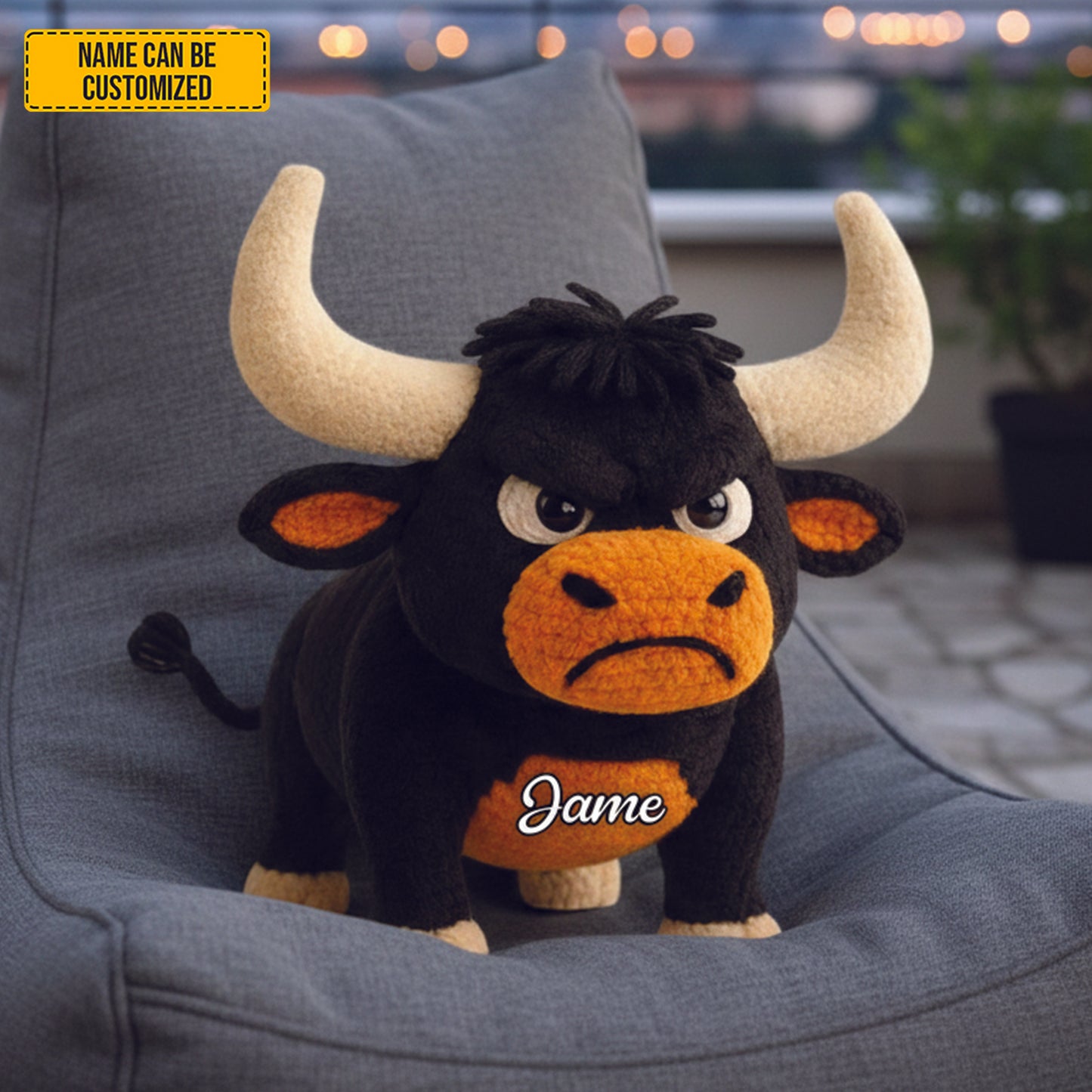 Grumpy Cow - Personalized Cozy Highland Cow Shaped Pillow