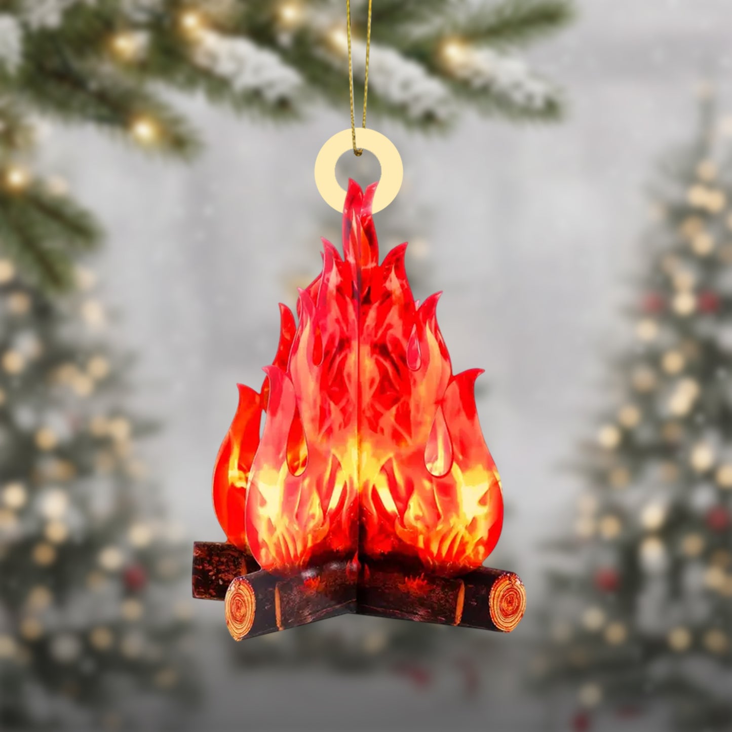Camping Campfire Christmas Ornament