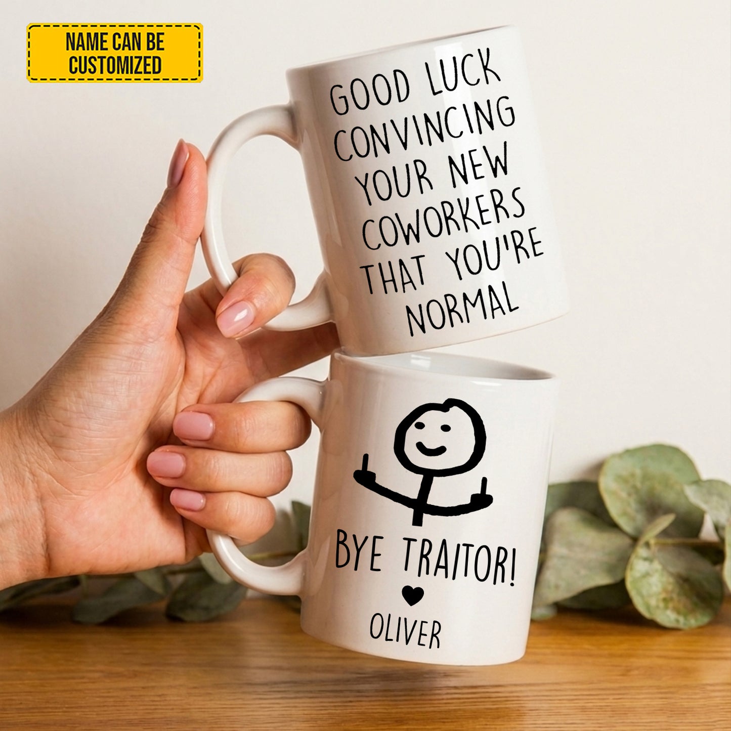 Good Luck - Personalized Coworker White Mug