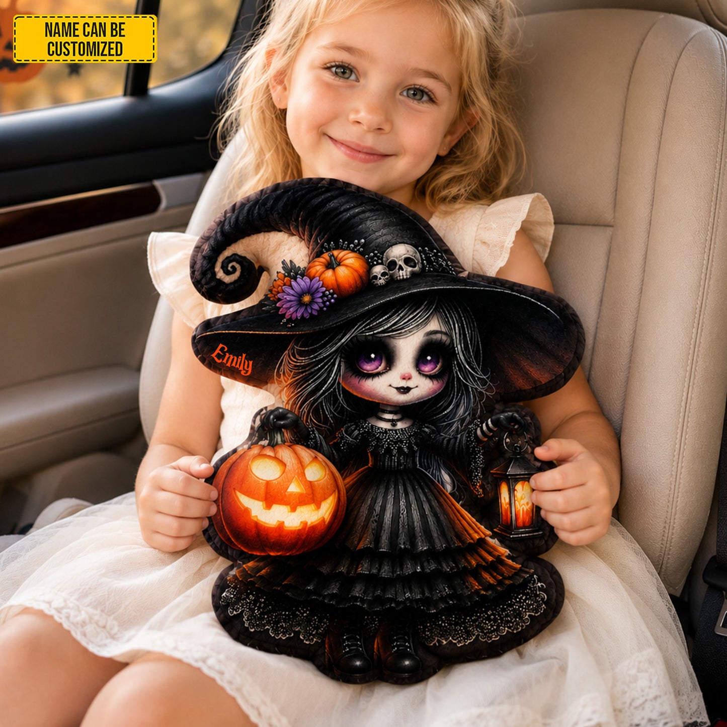 Personalized Gothic Witch Halloween Shape Pillow