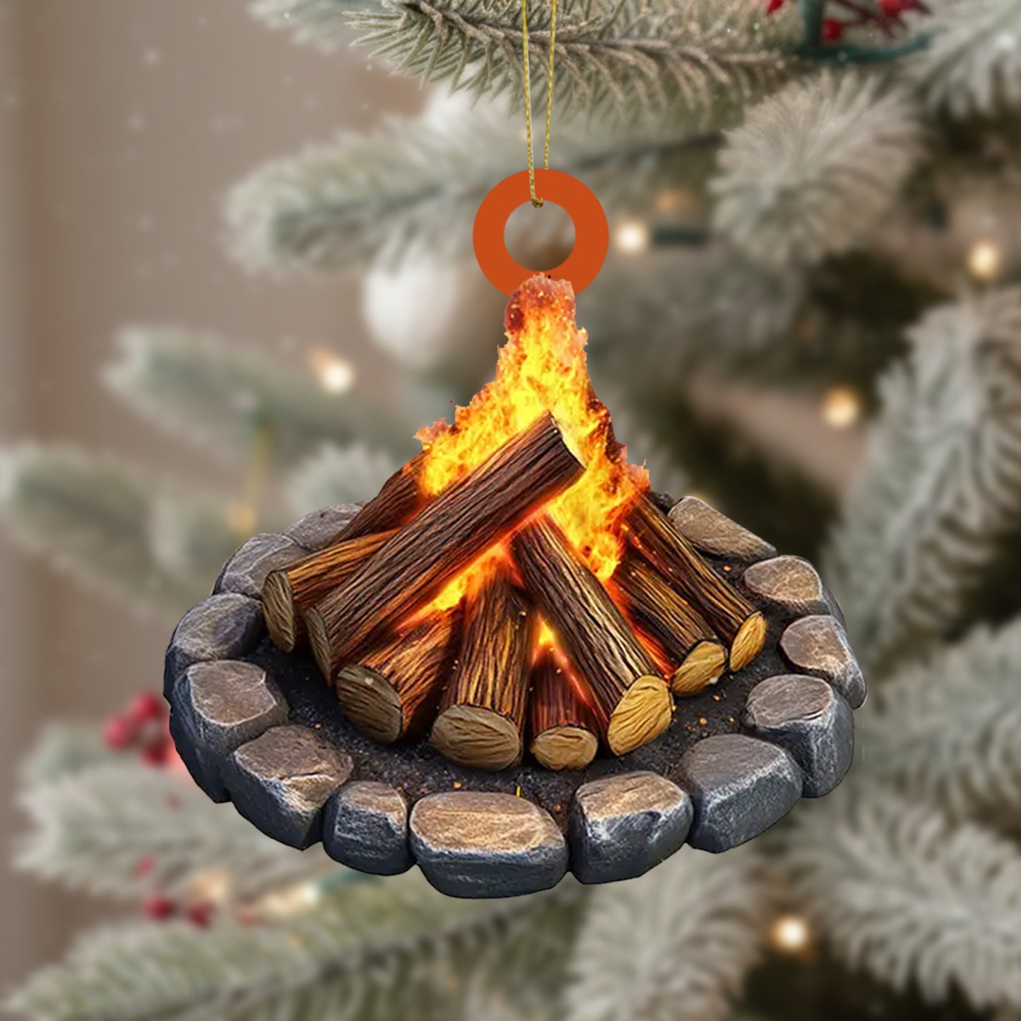 Camping Campfire Christmas Ornament