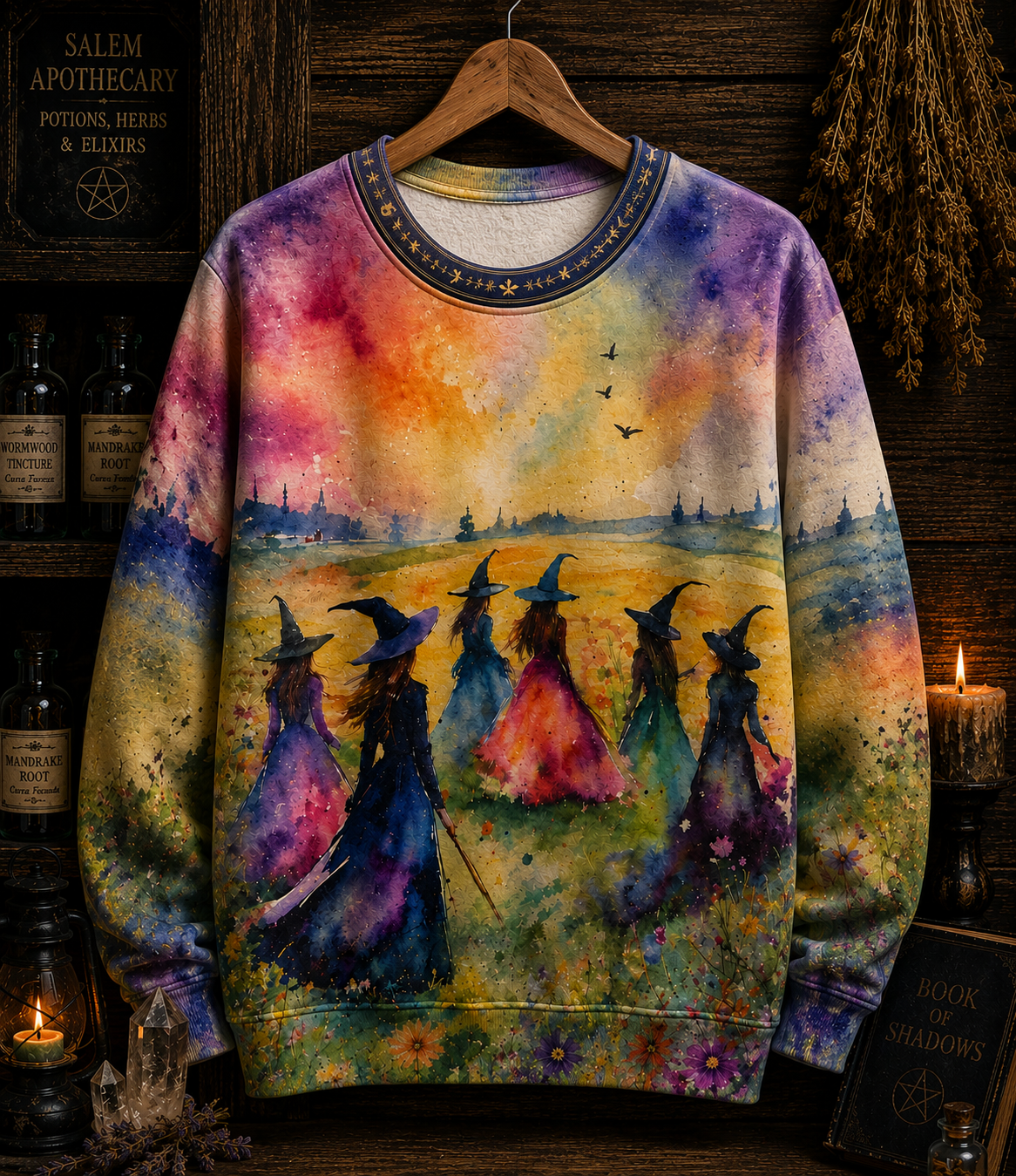 Colorful Witch Coven All Over Print - Witchy Halloween Shirt
