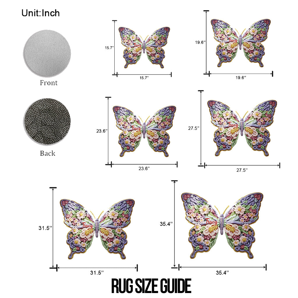 Flower Butterfly - Personalized Shaped Doormat/ Rug