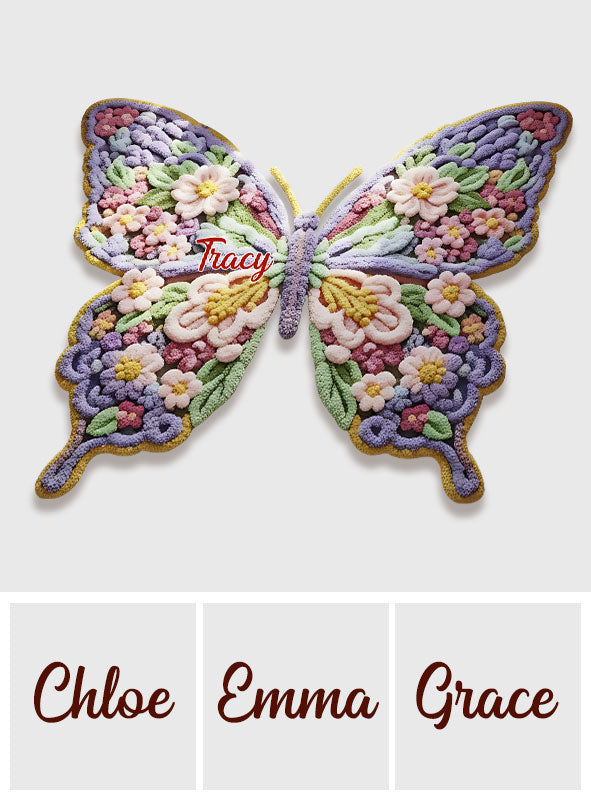 Flower Butterfly - Personalized Shaped Doormat/ Rug