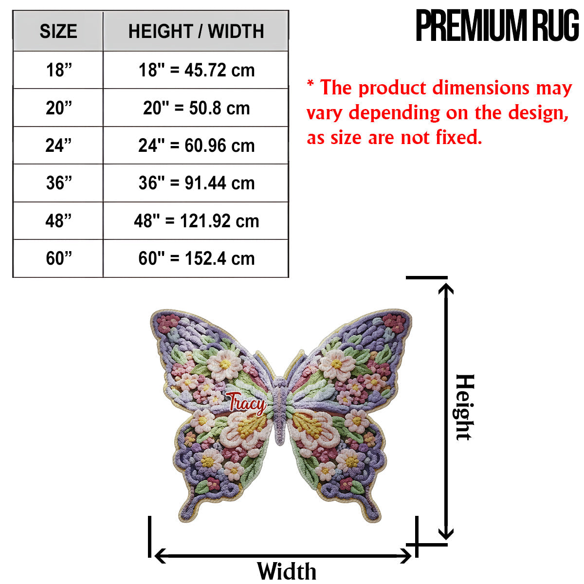 Flower Butterfly - Personalized Shaped Doormat/ Rug