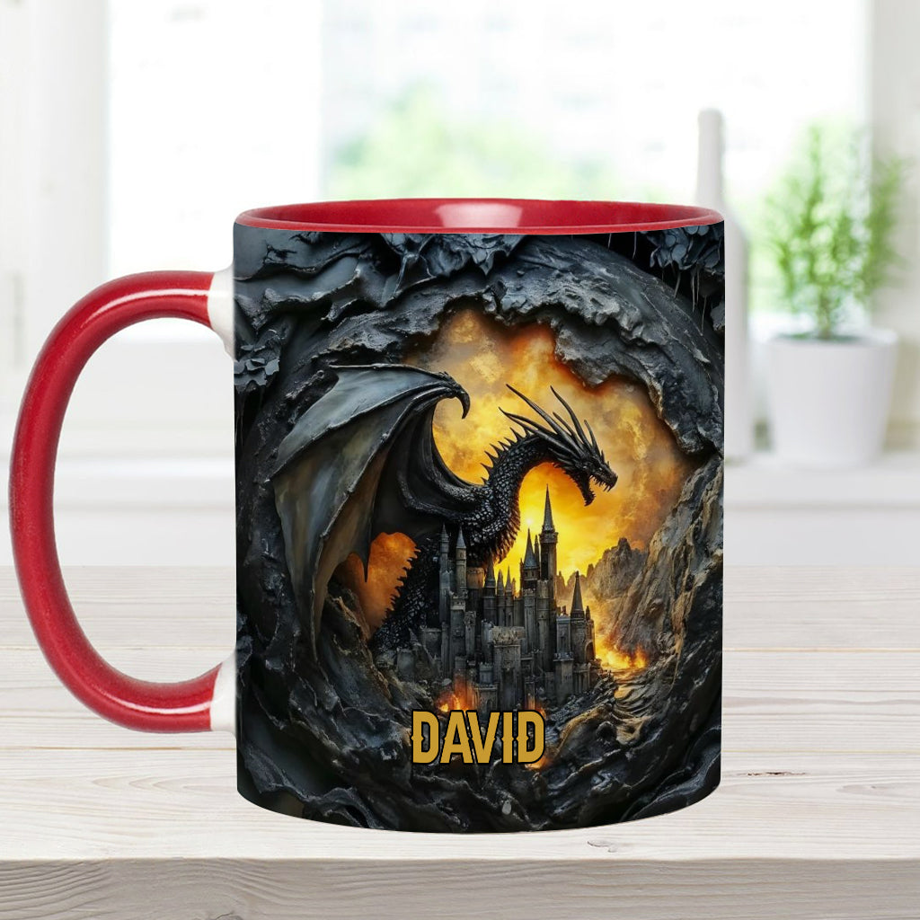Dragons With Castle - Personalized Dragon Accent Mug