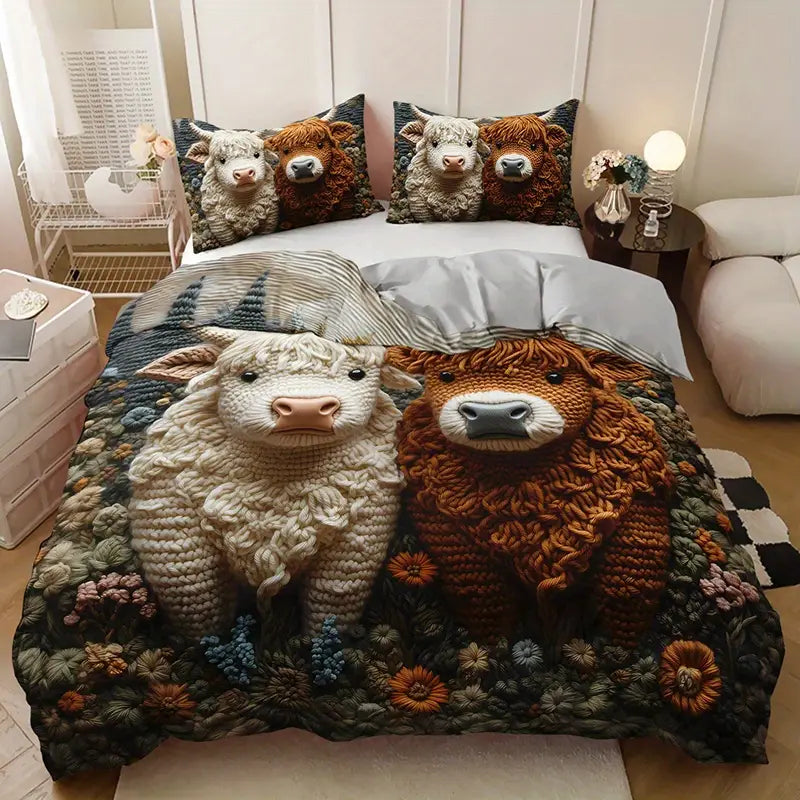 Highland Cow Pattern Bedding Set