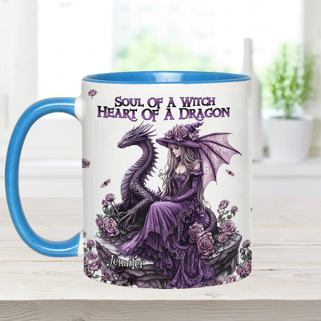 Soul Of A Witch Heart Of A Dragon - Personalized Dragon Accent Mug