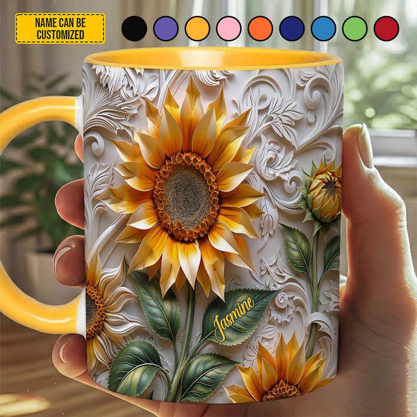 Beautiful Sunflower - Personalized Sunflower Accent Mug