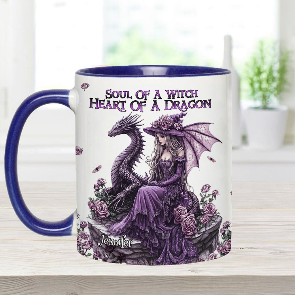 Soul Of A Witch Heart Of A Dragon - Personalized Dragon Accent Mug