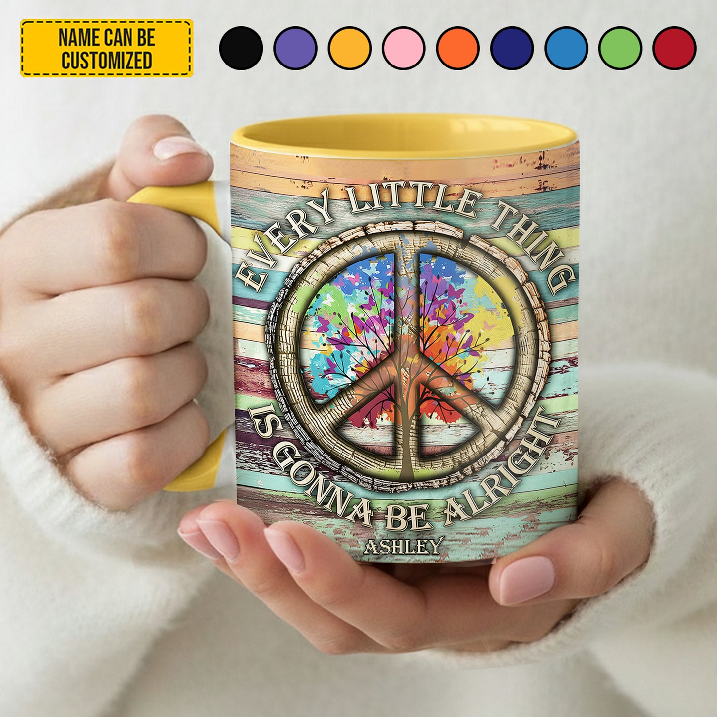 Every Little Thing Is Gonna Be Alright - Personalized Hippie Accent Mug