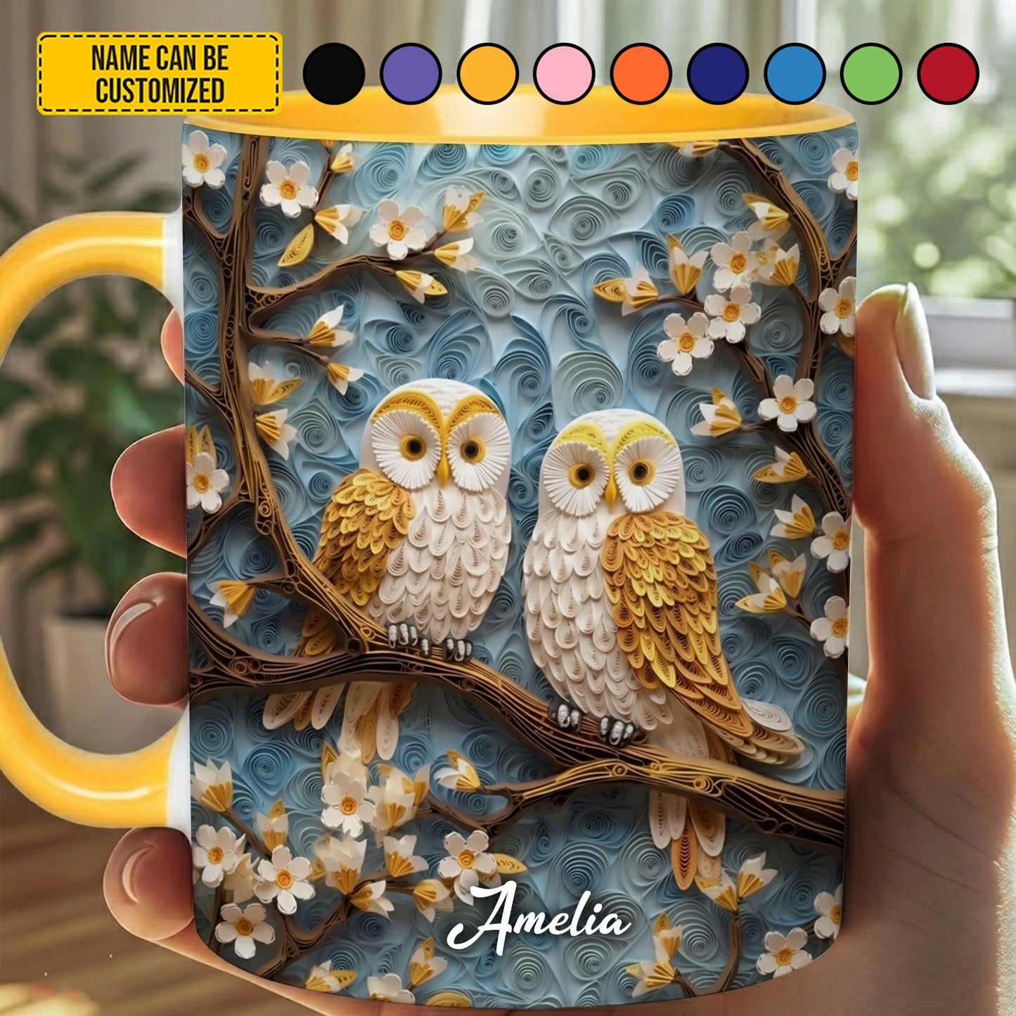 Cute Owl Couple - Personalized Owl Accent Mug