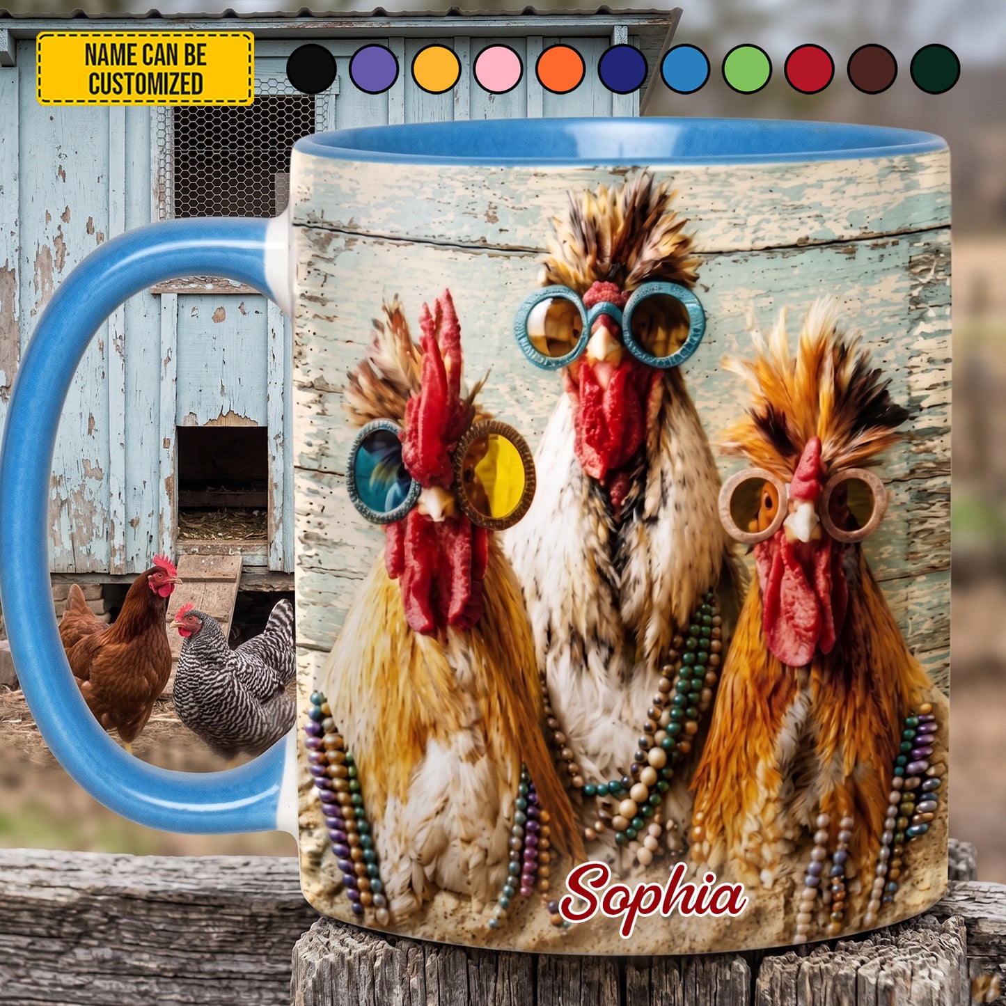 Personalized Funny Chicken Accent Mug