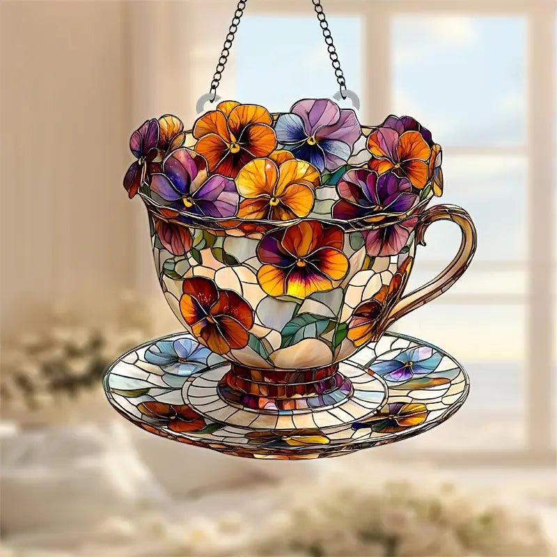 Pansy Flower Acrylic Window Hangings