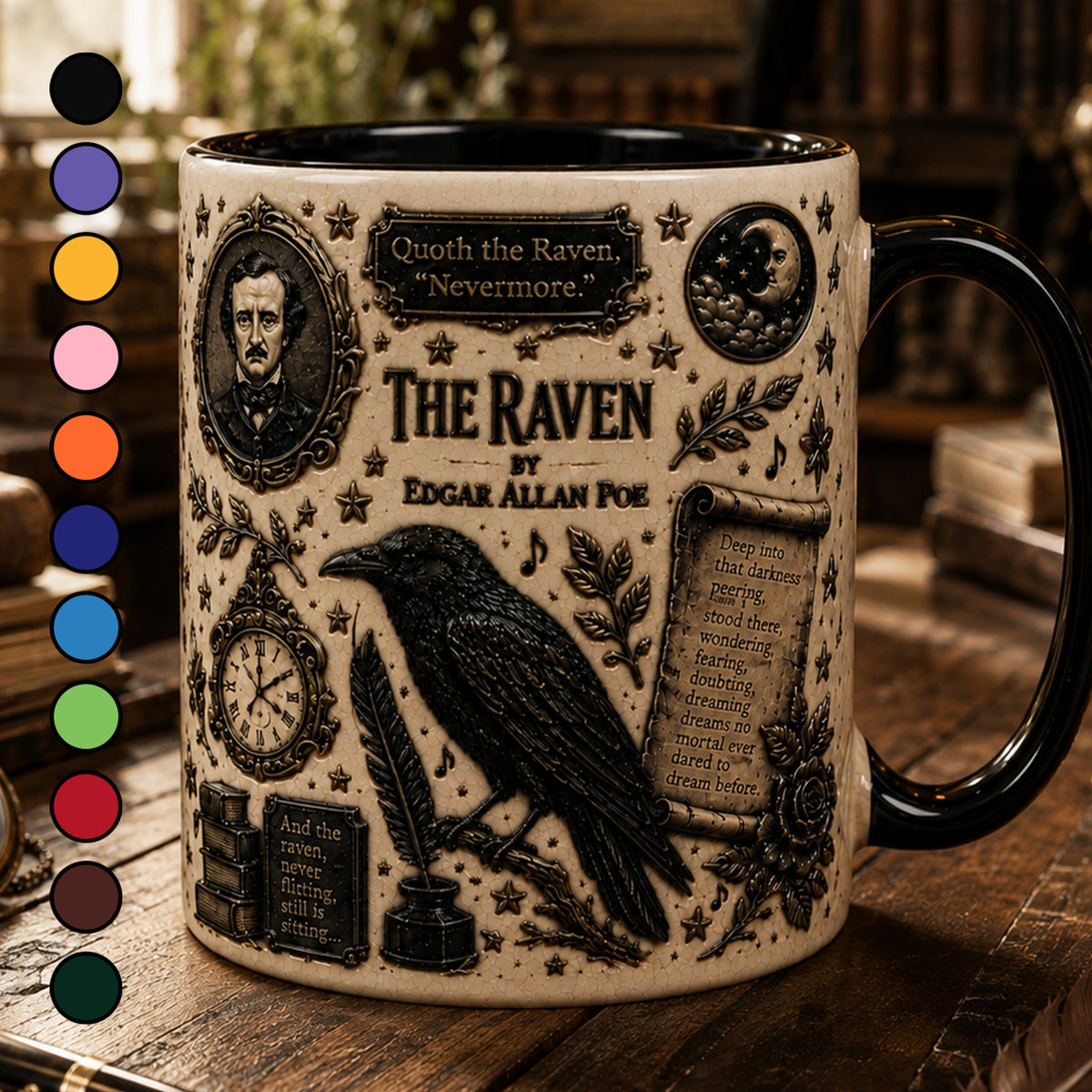 Raven Edgar Allan Halloween Accent Mug