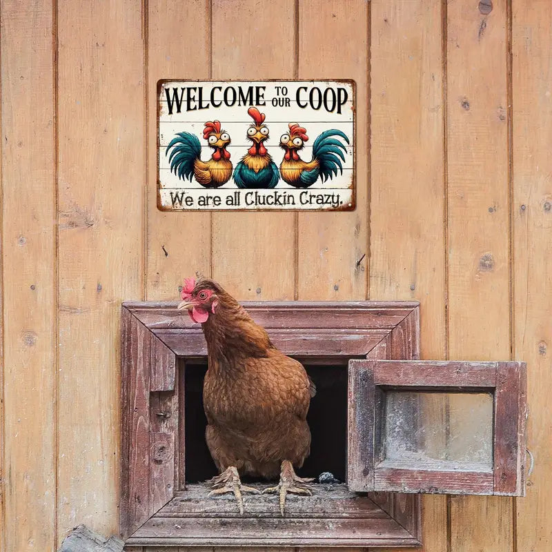 Welcome To Our Coop - Personalized Funny Chicken Metal Sign