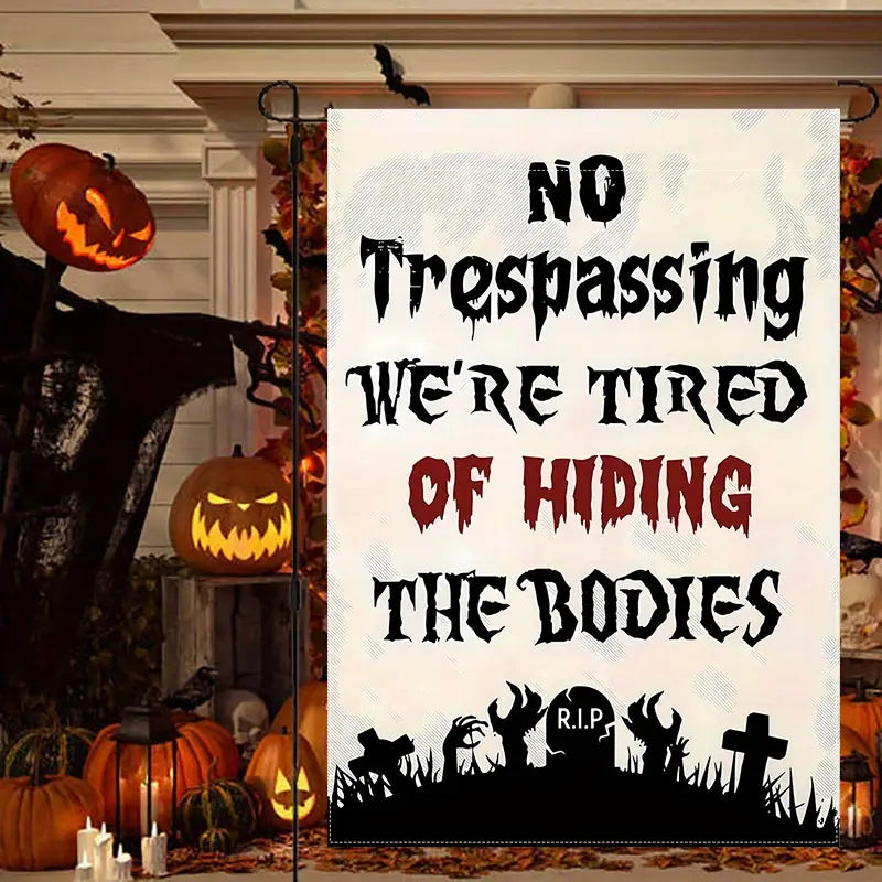 No Trespassing - Witch Garden Flag, Halloween Garden Flag, House Flag