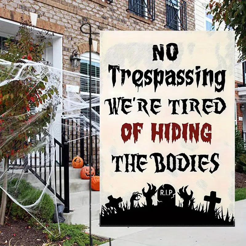 No Trespassing - Witch Garden Flag, Halloween Garden Flag, House Flag