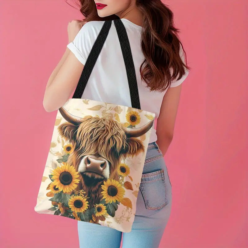 Cute Cow - Sunflower Cow Tote Bag