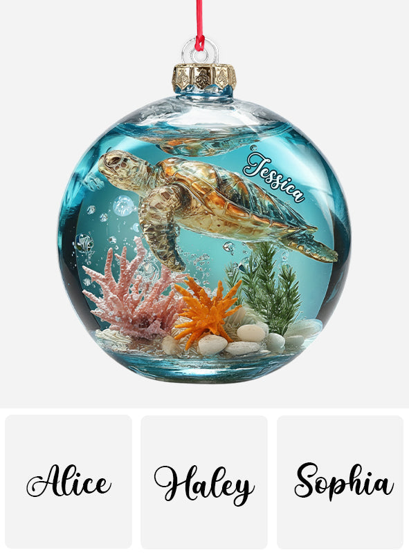 Turtle & Ocean - Personalized Turtle Acrylic Ornament