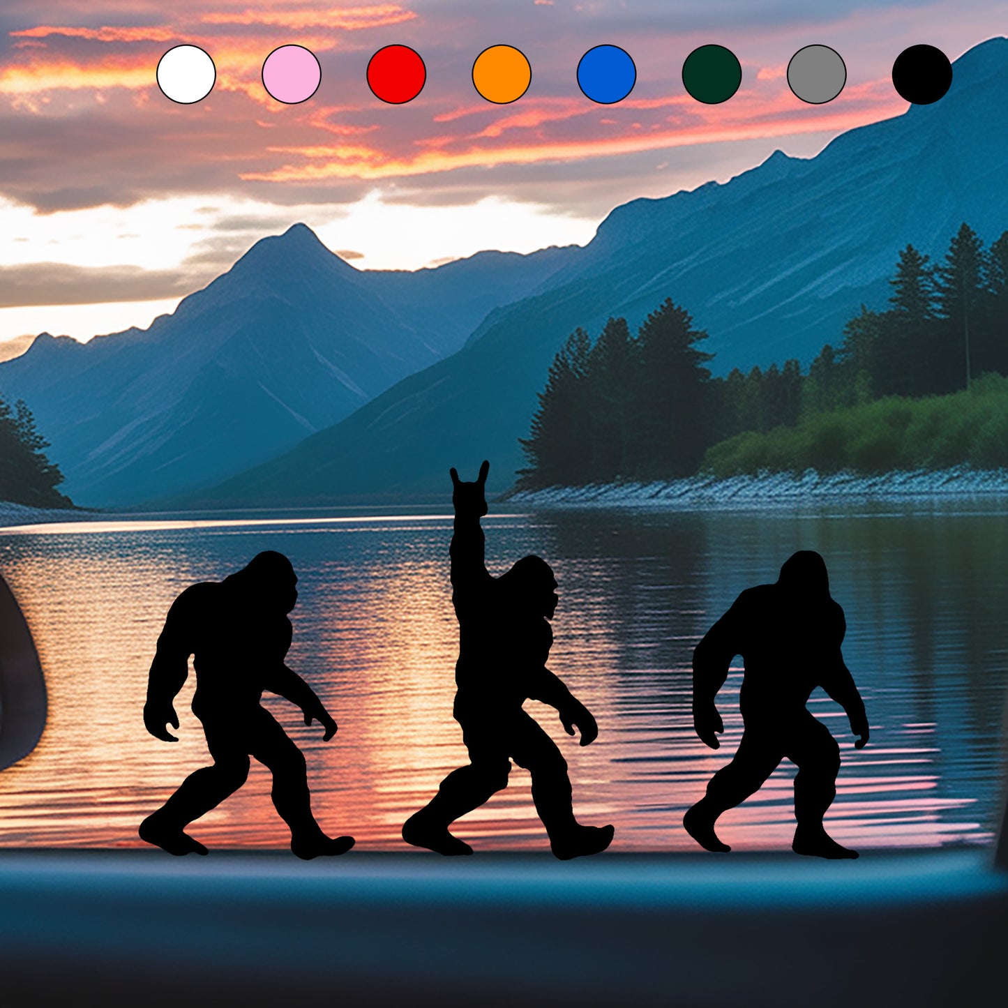 Set 3 Bigfoot Sticker, Sasquatch Stroll: Rock On Edition Vinyl Sticker